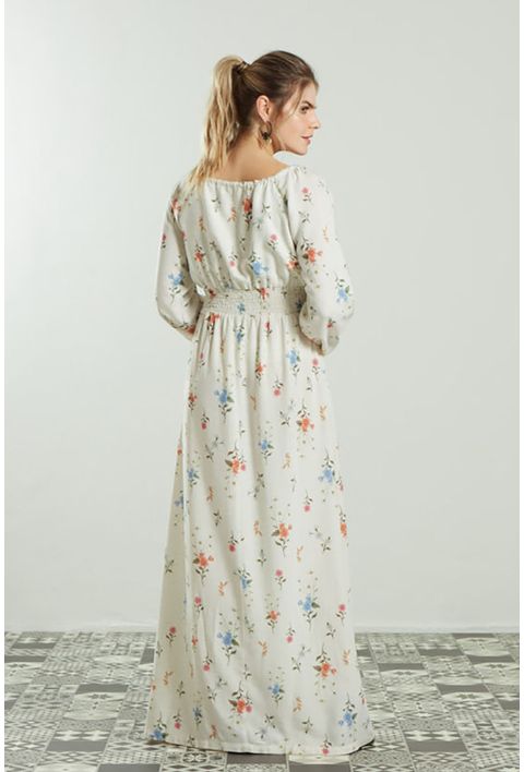 vestido longo de manga